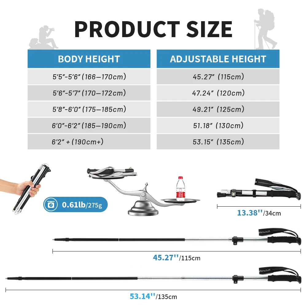 Naturehike Aluminum Foldable Telescopic Trekking and Walking Poles
