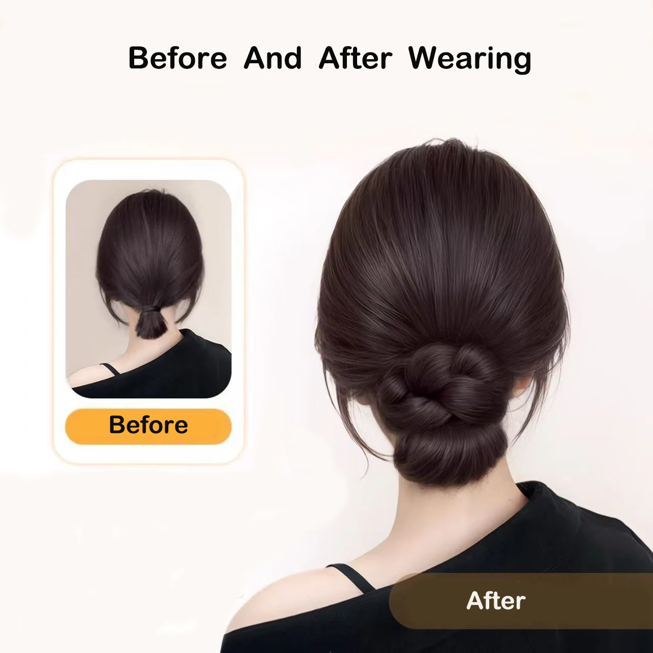 합성 헤어 번 가발 클립형 로우 업두 헤어 액세서리 여성용 헤어피스