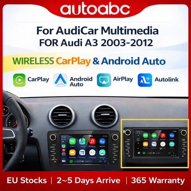 CarPlay sans fil Android Auto pour Audi A3 8P S3 2003-2012 Navigation GPS Multimédia BT Radio de voiture OEM Caméra 1