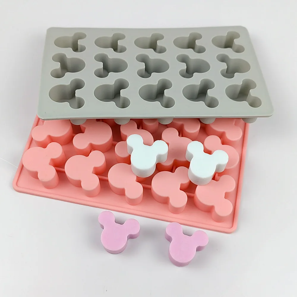 15 Cavity Mickey Strawberry Heart Shape Chocolate Cake Silicone Mold DIY Dessert Biscuit Ice Cube Baking Tool Cake Decor Supply