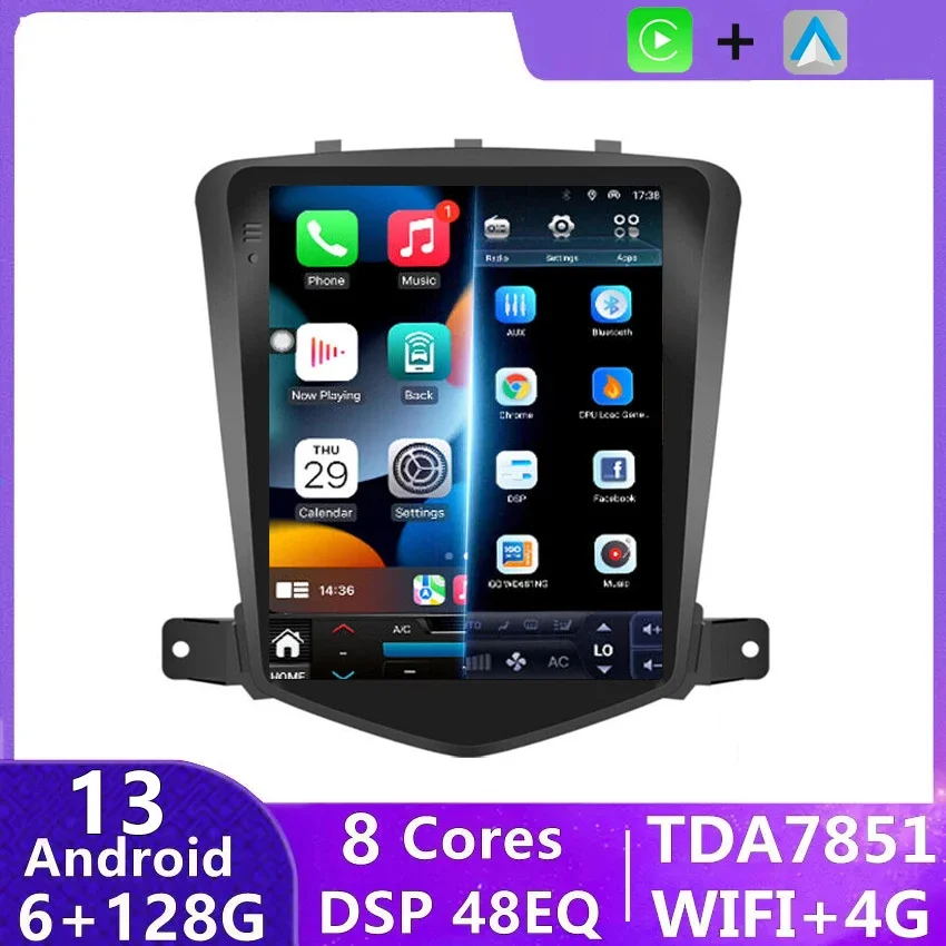 

For Chevrolet Cruze 2008-2014 Carplay Android 13 Car Radio Multimedia Video Player Navigaion Head Unit Stereo 2Din Audio Speaker