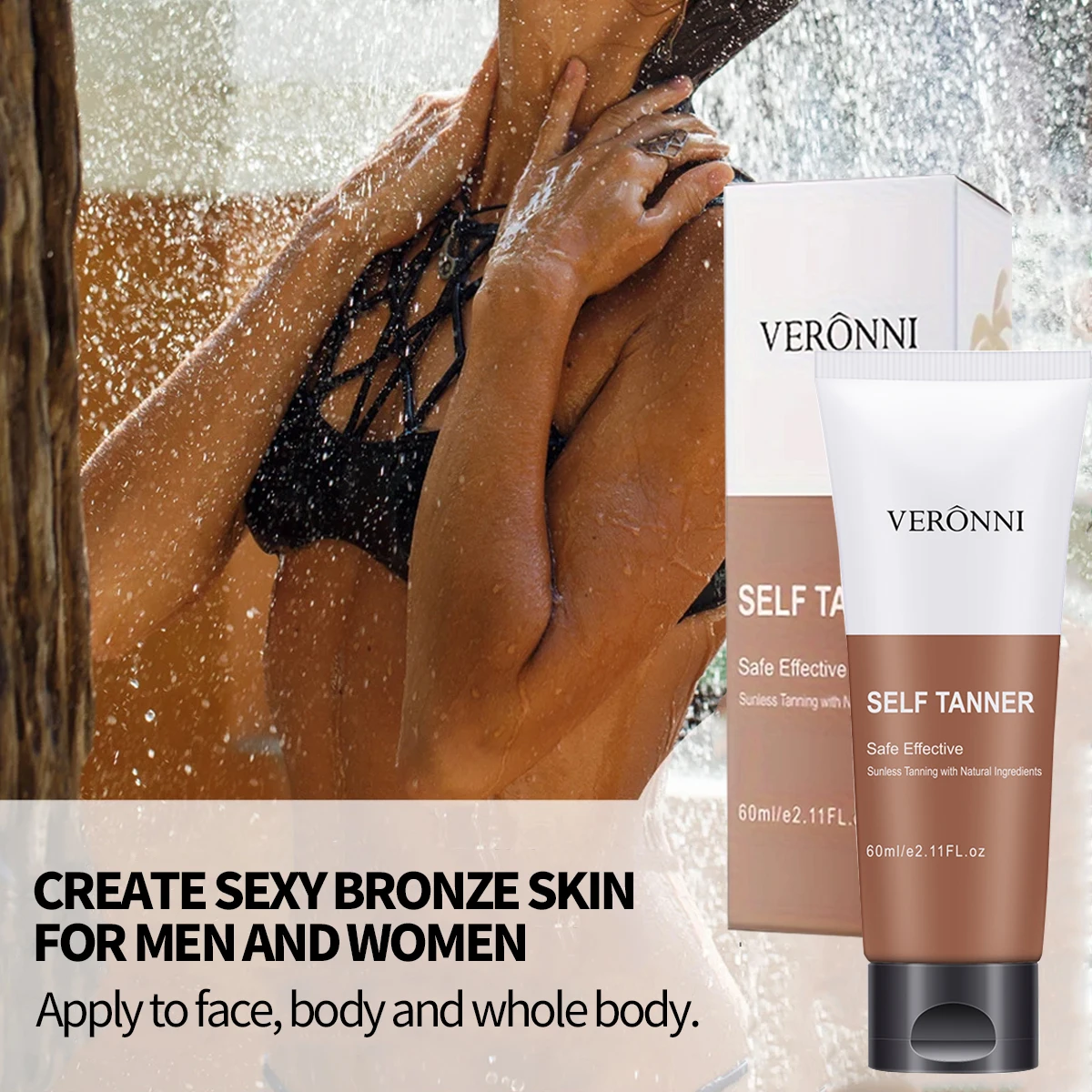 BODY TANNING OIL Bronzing Cream,Ultra Moisturizing&Tan Boosting,Natural Streak-Free Tinted self-Tanning Care For Body and Face