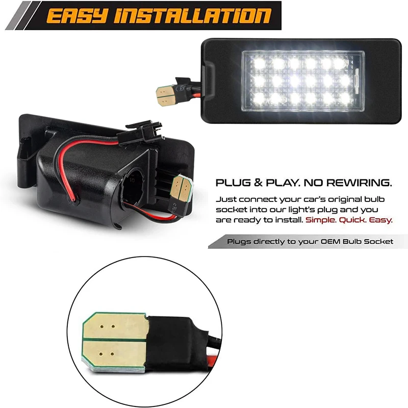 2Pcs LED Number License Plate Light Lamps For Chevrolet Suburban Tahoe Malibu Eq