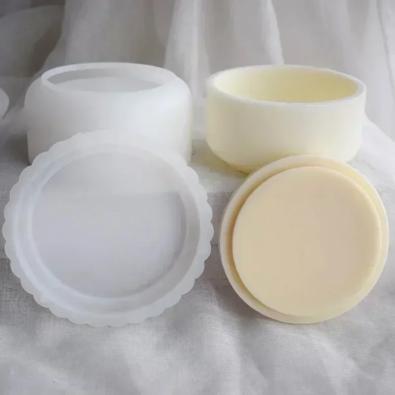 DIY Round Plaster Cup Scented Candle Silicone Mold Vase Flowerpot Storage Jar Plaster Pottery Mould Handmade Crafts Supplies silicone mold