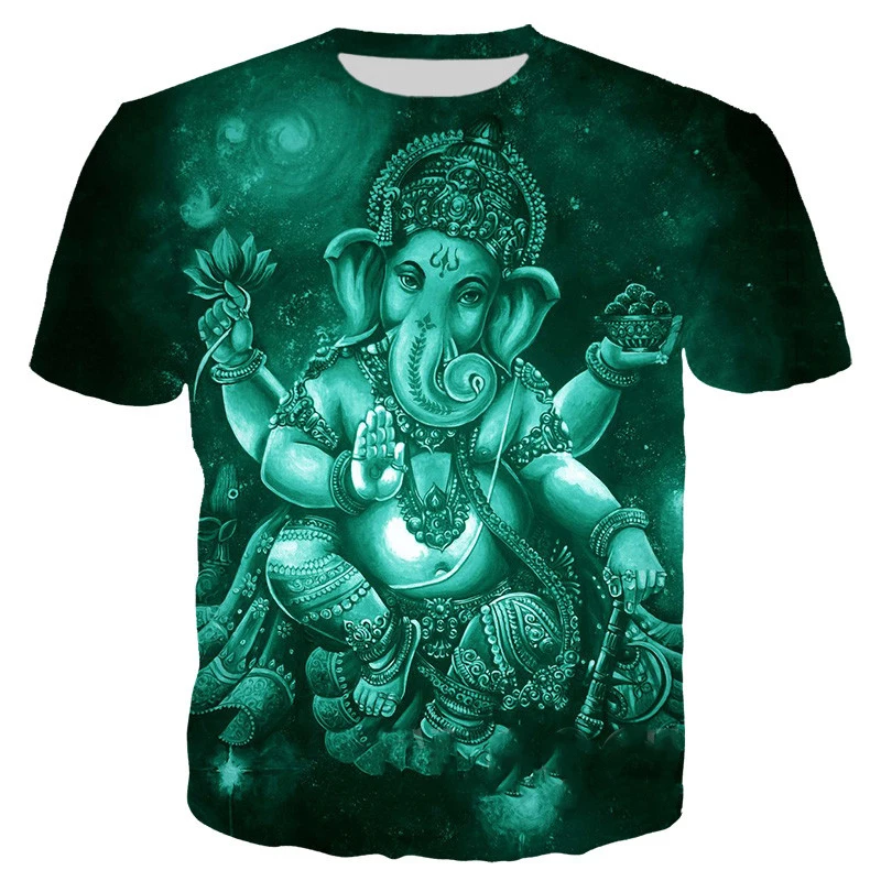 

Новая модная повседневная футболка Ganesha, футболка большого размера в стиле индуия Бога мудрости 3D, женская футболка в стиле Харадзюку