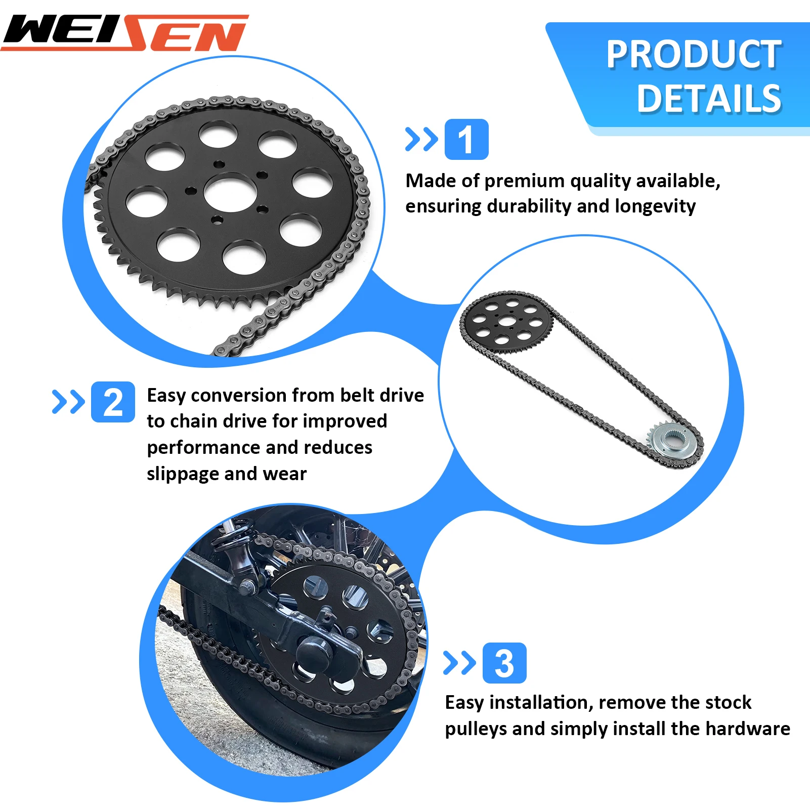 Motorcycle Chain Drive Conversion Kit Rear Front Sprocket for 2006- Harley-Davidson Dyna Twin CAM SUPER GLIDE、STREET BOB