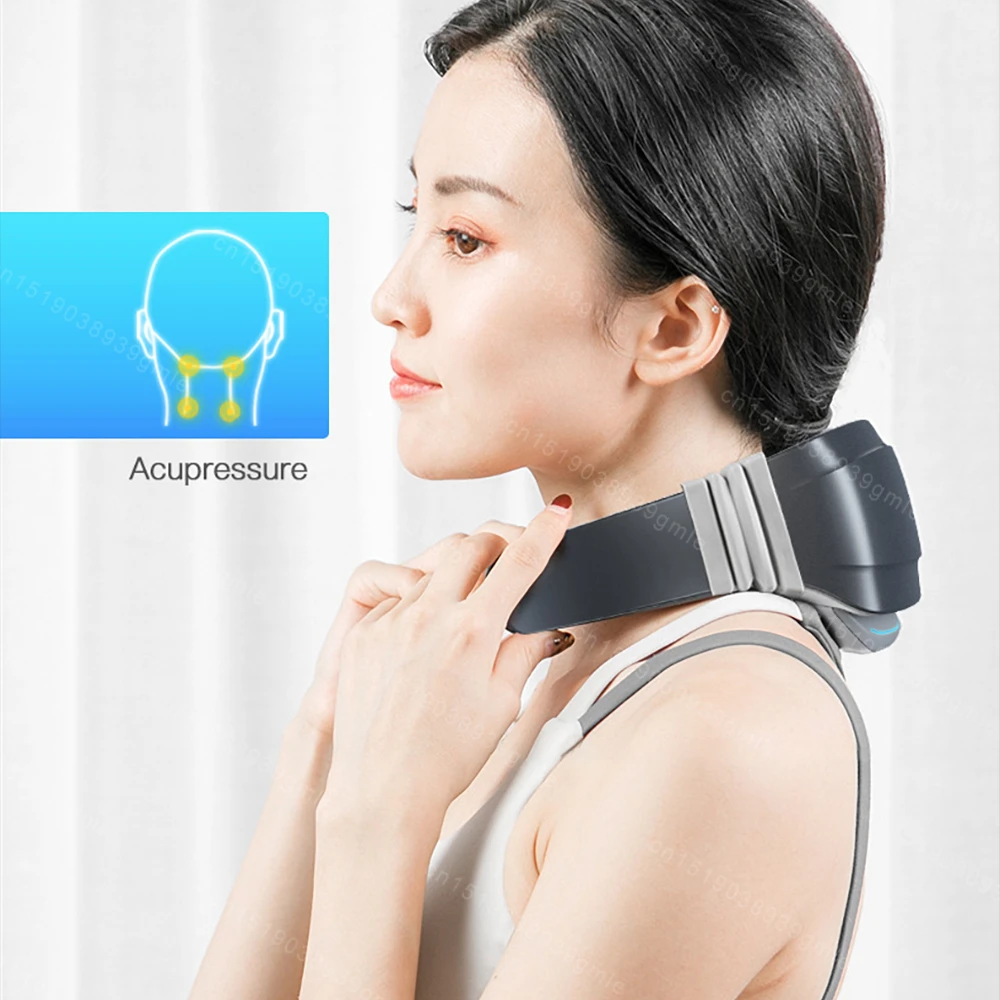 Intelligent Neck Massager Electric Hot Compress Vibration Shoulder Cervical Neck Massager Pulse Cervical Therapy Health Magnets