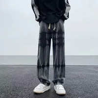 New Spring and Autumn Fashion Brand Tie Dyed Gradient Retro Denim Straight Leg Loose and Versatile Handsome Men's Casual Pants 1