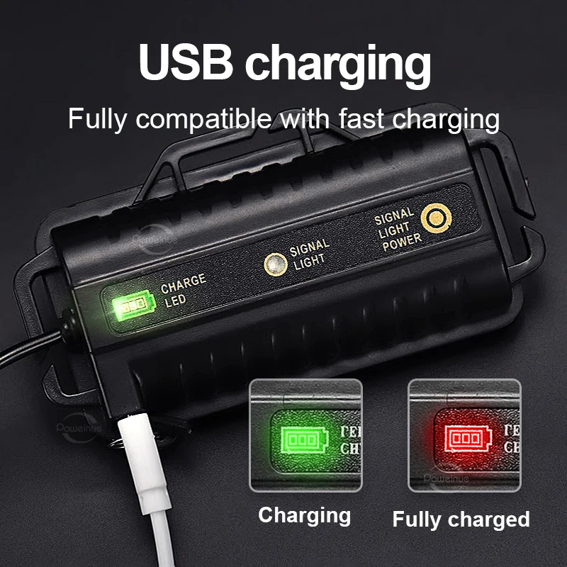 LED 충전식 고성능 헤드 랜턴, 5 가지 모드 헤드 라이트, 18650 배터리, 방수 낚시 헤드 램프, 야외 헤드 램프