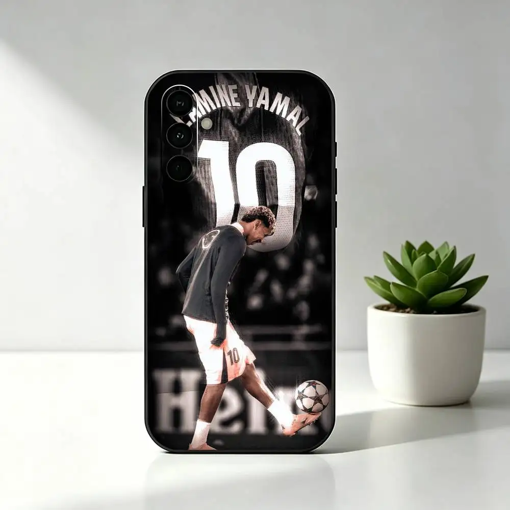 Football Lamine Yamal Black Silicone Soft Phone Case