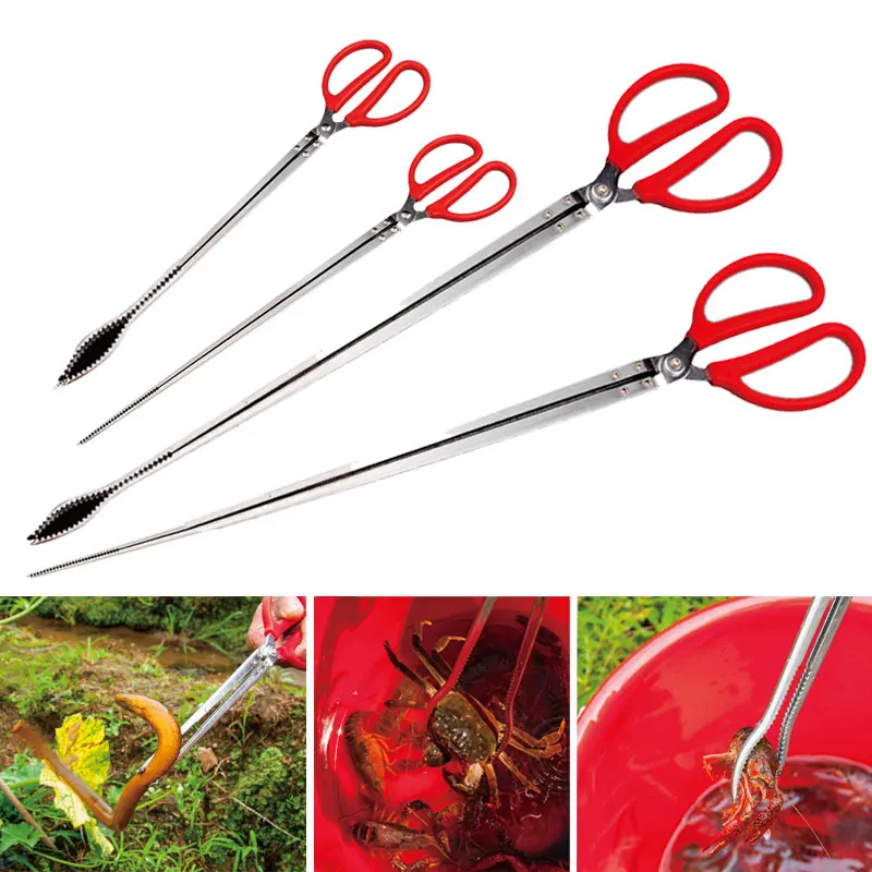 MultifunctionStainlessSteelTongsRedHandleAntislipToothClamp