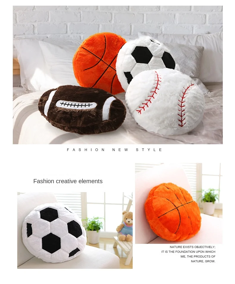 Basketball and Football-shaped Sports Plush Cushion Pillow Winter and Summer Style Gift for Boyfriend and Fan 2