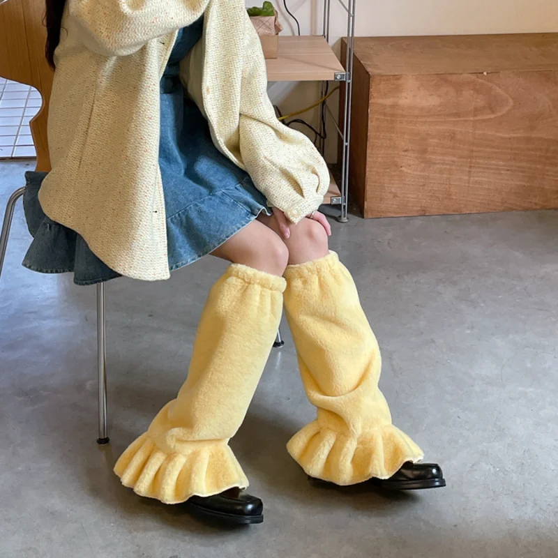 

Harajuku Fur Leg Warmers Boot Cuffs Long Warmer Japanese JK Lolita Socks Boho Sock Sets Thigh Garter Winter new Leg Warmer Socks