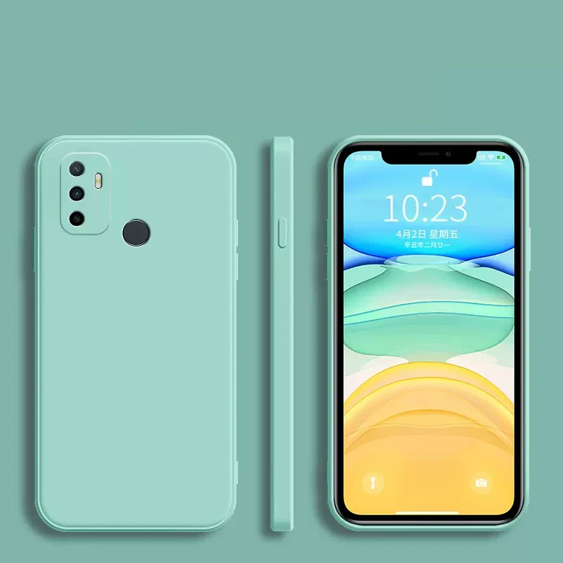 Sleek Silicone Square Frame Phone Case - Soft Matte Back Cover