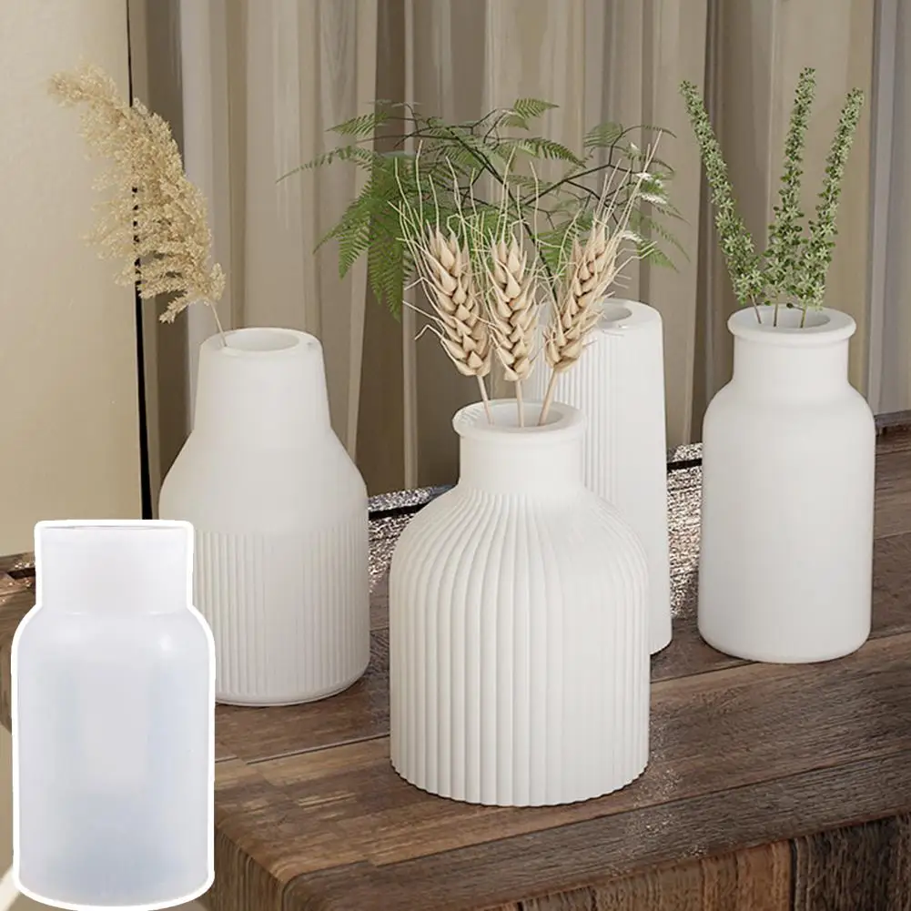 Flower Pot Handmade Silicone 4 Shapes Easy Release DIY Vase Epoxy Resin Mold Non-stick Vase Cement Gypsum Mould Home Supplies 3