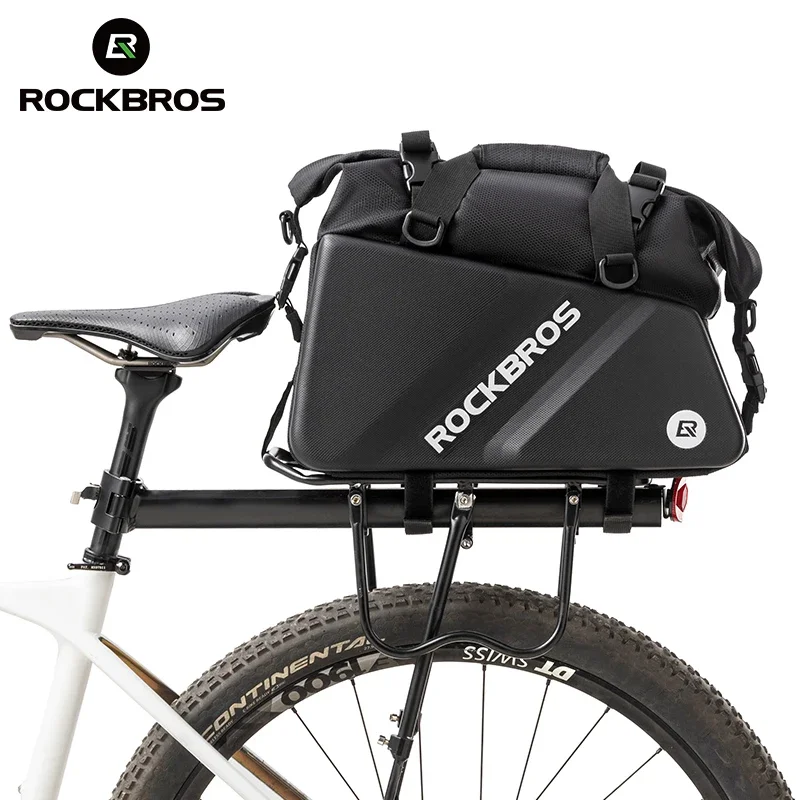 ROCKBROS 11.6L Bicycle Saddle Bag Large Capacity Hard Shell Tail Rear Trunk Bag Rainproof Road Mountain Luggage Carrier Bike Bag