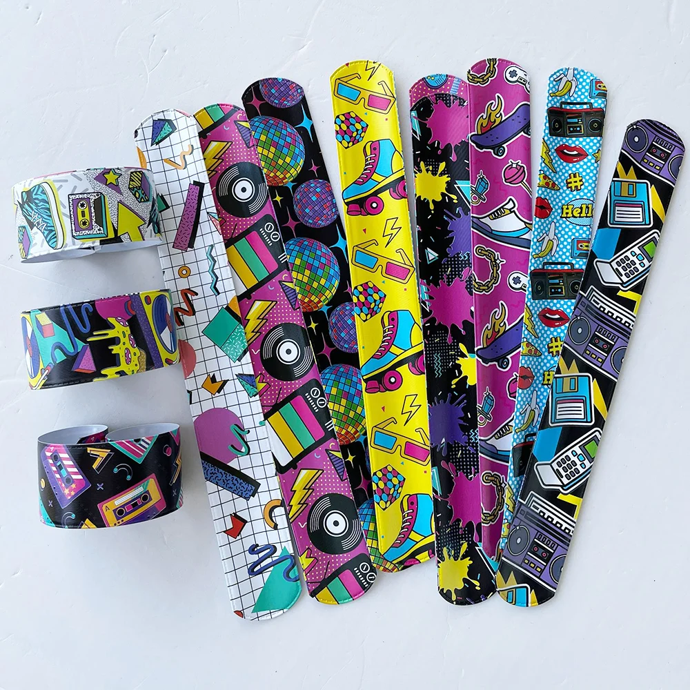 Music Party Favors Slap Bracelets Back to 80S 90S Birthday
