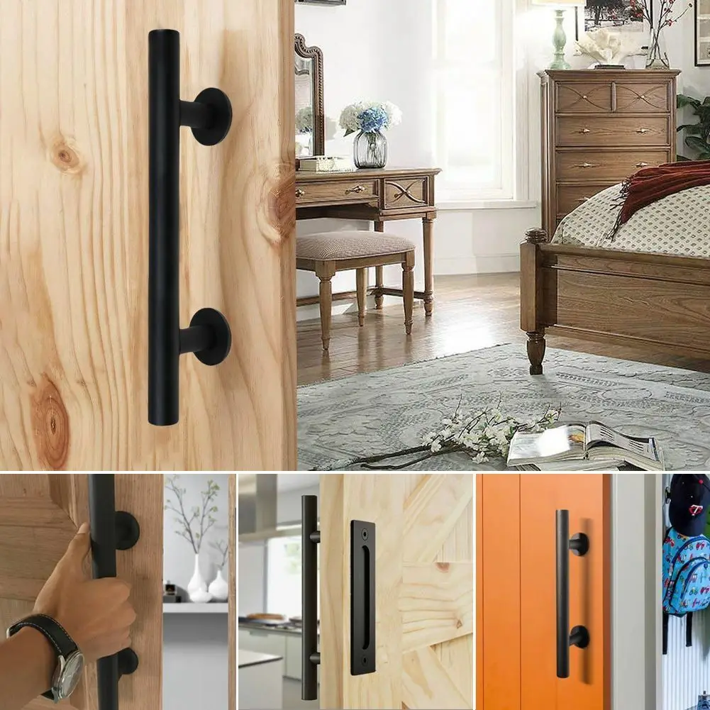 Description Picture 6 of itemFor Interior And Exterior Doors Door Handle Pull Flush Handle For Doors Gate Hardware Set Matte Black Resist To Rust