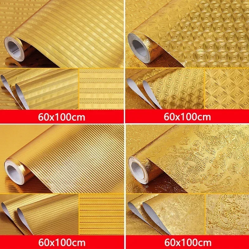 60*100CM CleanPVC Wall Sticker Kitchen Greaseproof Self Adhesie Stickers Aluminum Foil Golden Proof Silver Stickers Waterproof