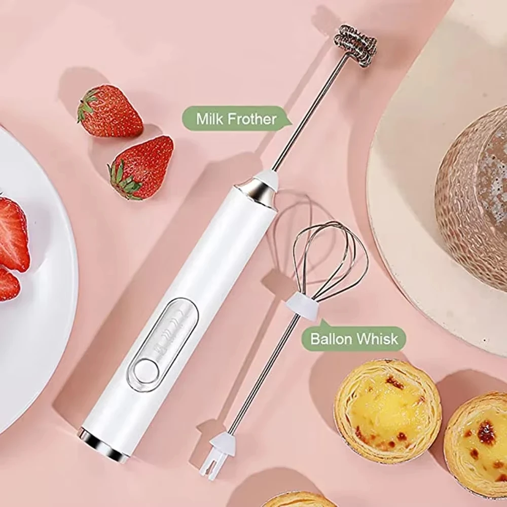 Mini Milk Coffee Blender Handheld Cream Whipper 3-speed Rechargeable Coffee Latte Cappuccino Egg Beverage Blender 6