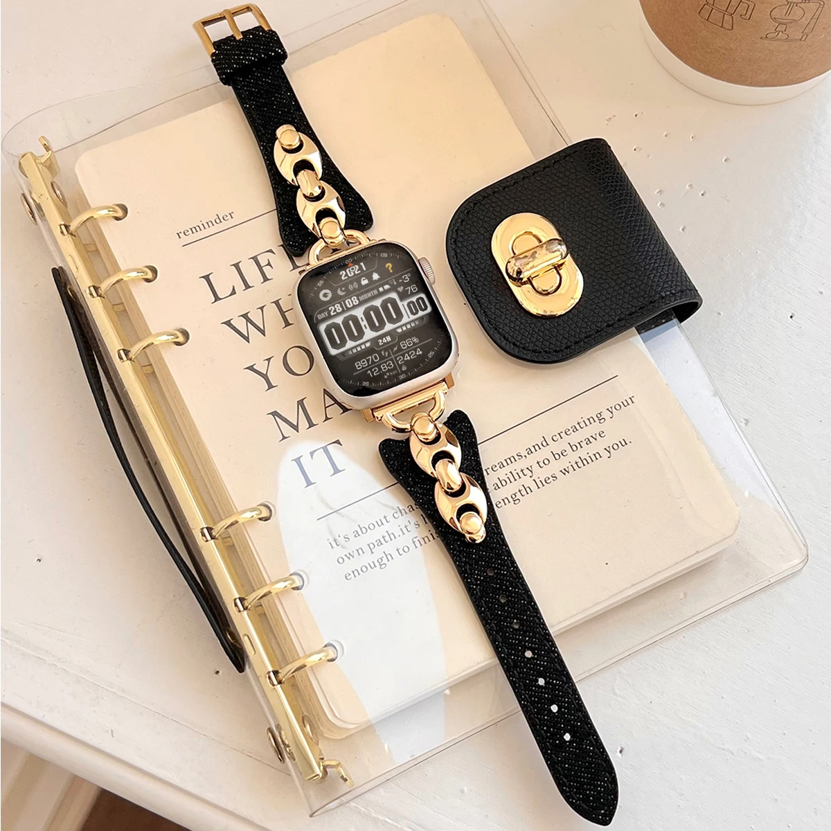 Luxury D Metal Leather Strap Bracelet