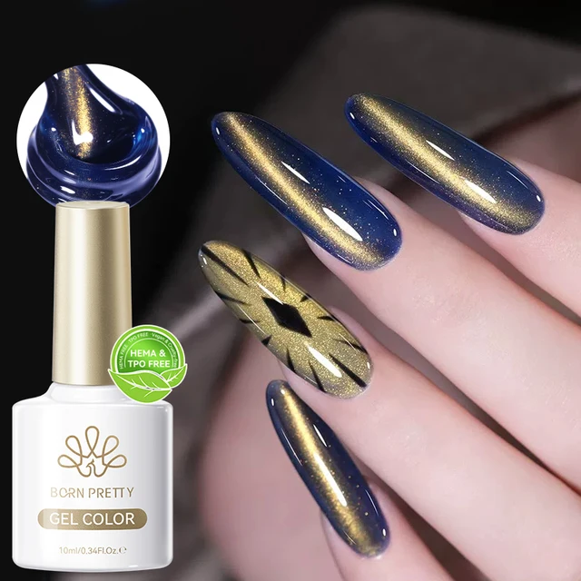 BORN PRETTY 10ml HEMA TPO FREE Christmas Shine Golden Cat Magnetic Gel Sunset Gaze Shining Manicure Soak Off UV Gel Varnish 2