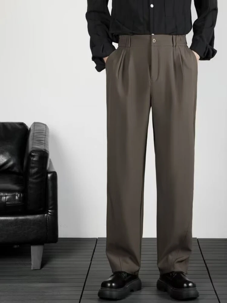 Formal Man Dress Pants for Men Spring Ice Silk Pants Summer Men's Summer Slacks Cropped Trousers Elegant Clothes Man Suit Male