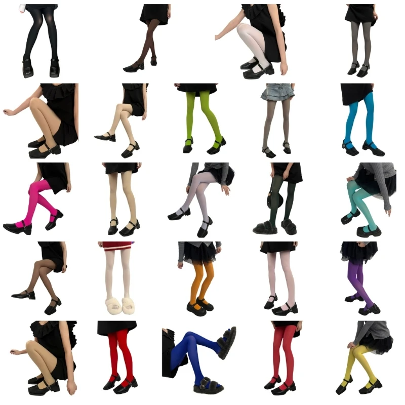 

Run Resistant Solid Colored Semi Opaque Footed Tights High Waist Pantyhose Control Top Tights Halloween Cosplay Costume