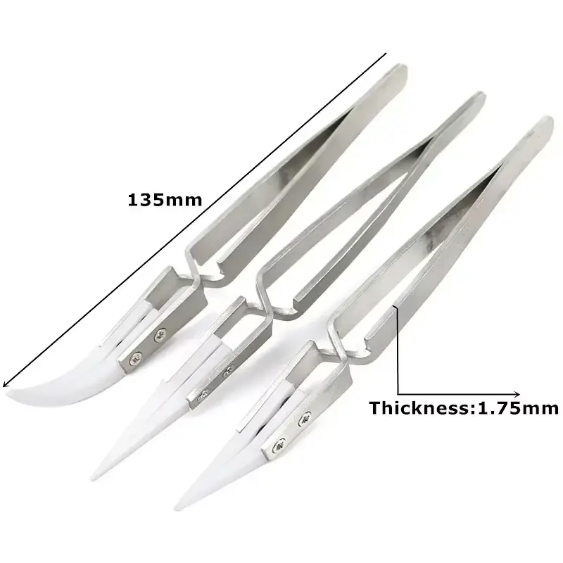 Stainless Steel Ceramic Tip Tweezers; High Temperature Resistant Tweezers; Reverse Tweezers; Anti-Magnetic and Anti-Acid Tweezer image 6