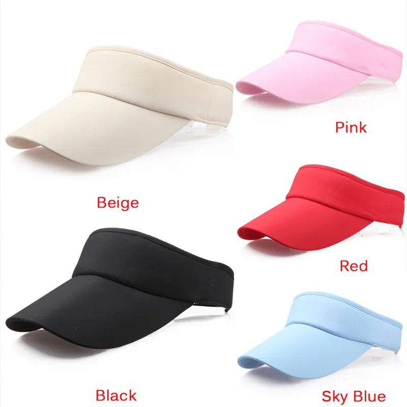 Unisex Women Men Cotton Blend Tennis Hat Sports Wide Solid Sun Visor Cap Summer Golf Cap