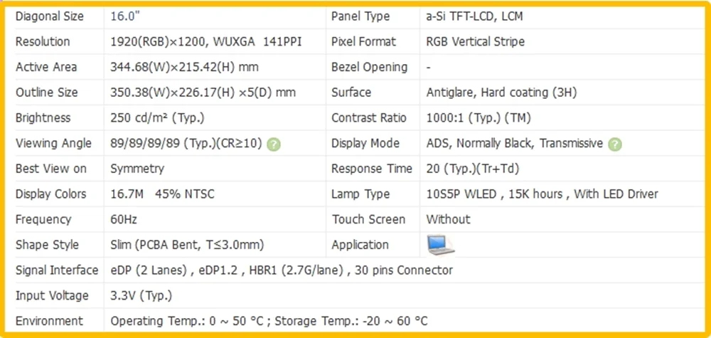 NV160WUM-N41 NV160WUM N41 Ʈ ÷, ġ LCD ũ, IPS г, FHD 1920x1200 EDP, 30 , 16 ġ