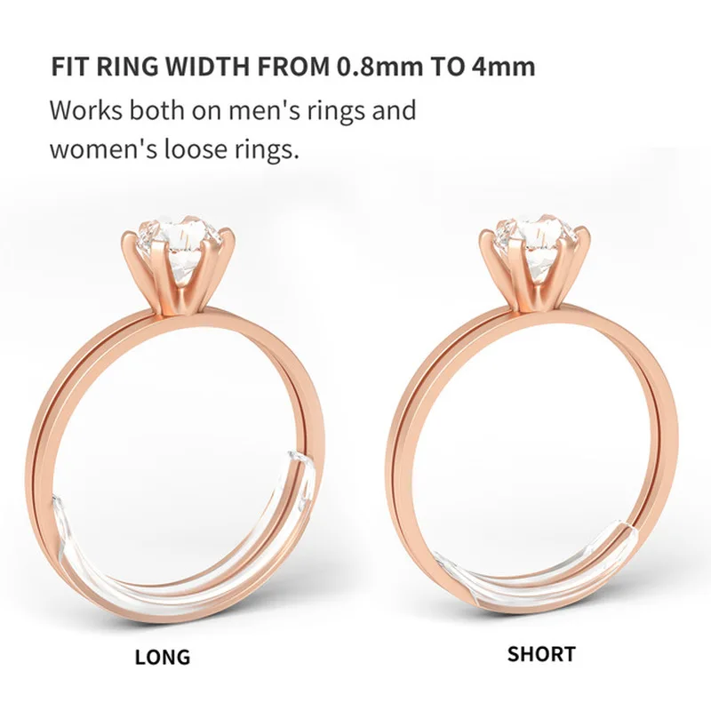 8pcs/set silicone invisible ring size adjuster transparent ring adjuster reducer sizer fit any rings