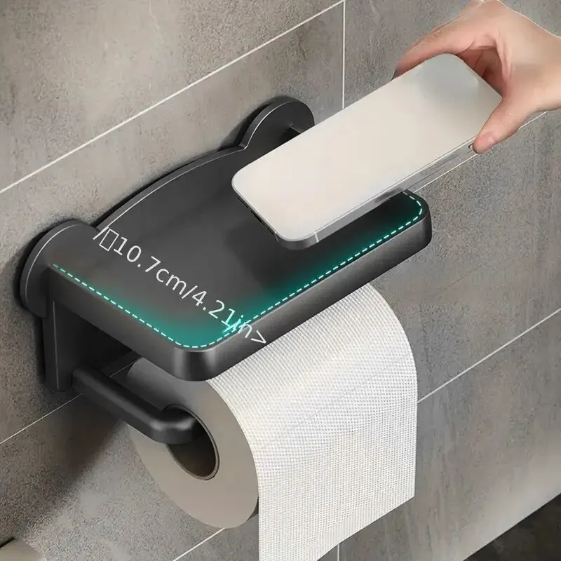 Tissue Storage Rack Punch Free Wall Mounted Tissue Storage Rack Paper Roll Shelf Holder Restroom Box Shelve Multi Functional Phone Placement Toilet
