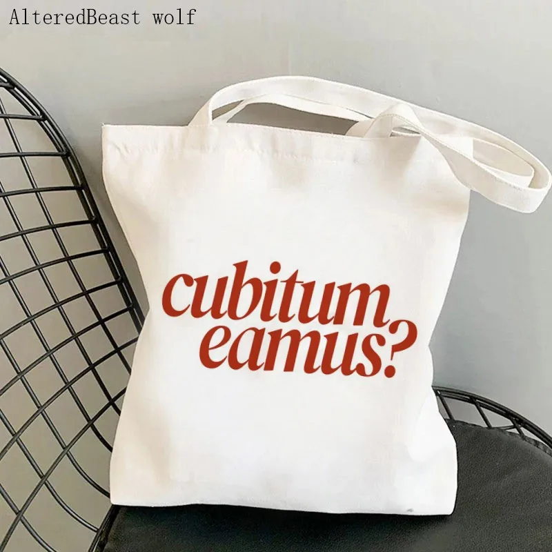 

Women Shoulder bag Cubitum Eamus Harajuku custom Shopping Canvas Shopper Bag girl handbag Tote Shopper Lady Bag