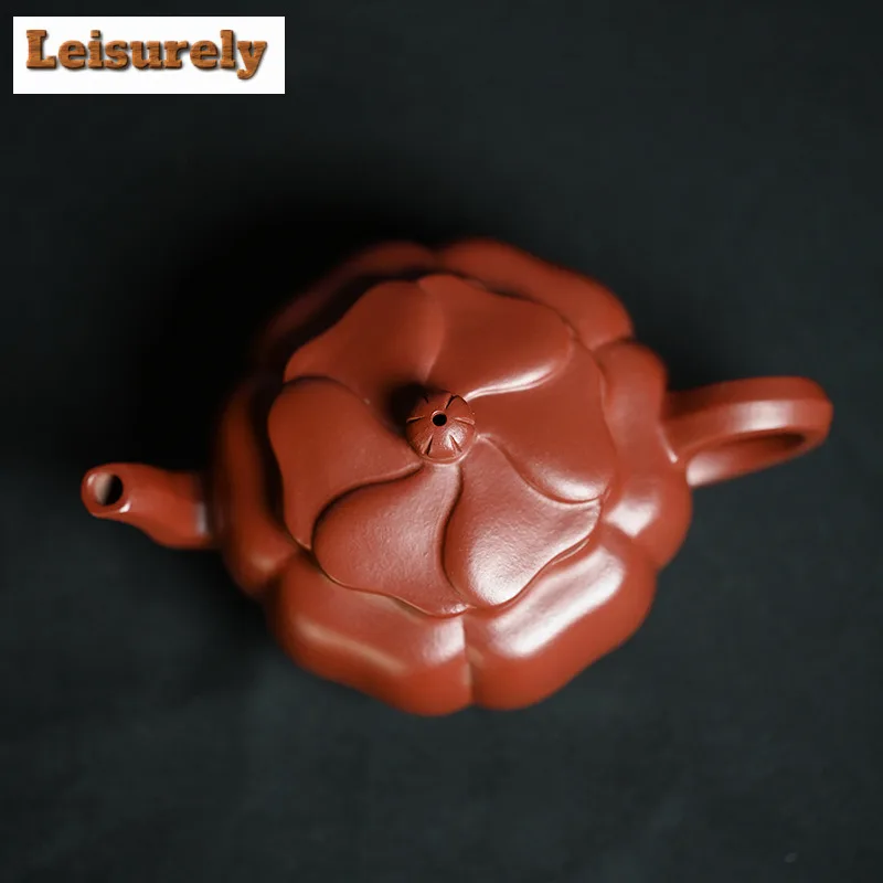 200ml Antique Yixing Purple Clay Teapots Handmade Rib Lotus Seed Pot Raw Ore Zhu Mud Kettle Zisha Tea Set Decoration Craft Gift