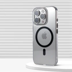 Ultra Thin Magnetic Wireless Charging Transparent HD Case - Clear Hard Slim Cover - iPhone 14 Pro Max (JRCX Black)
