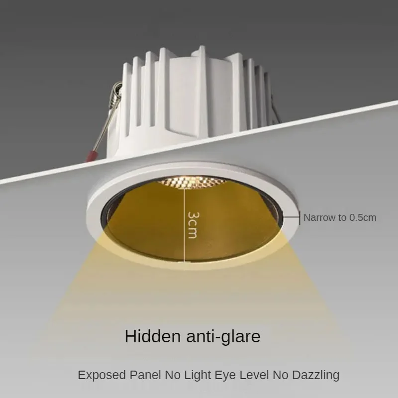 Round Frameless COB dimmable Recessed Downlight 7W10W/12W15W/18W24W LED Ceiling Spot Light For Bedroom Living room Kitchen
