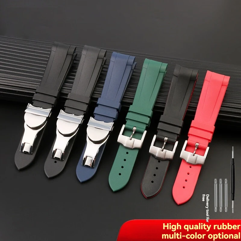 Premium 22mm Curved Silicone Watch Strap with Deployment Clasp | Dive Watch Accessories