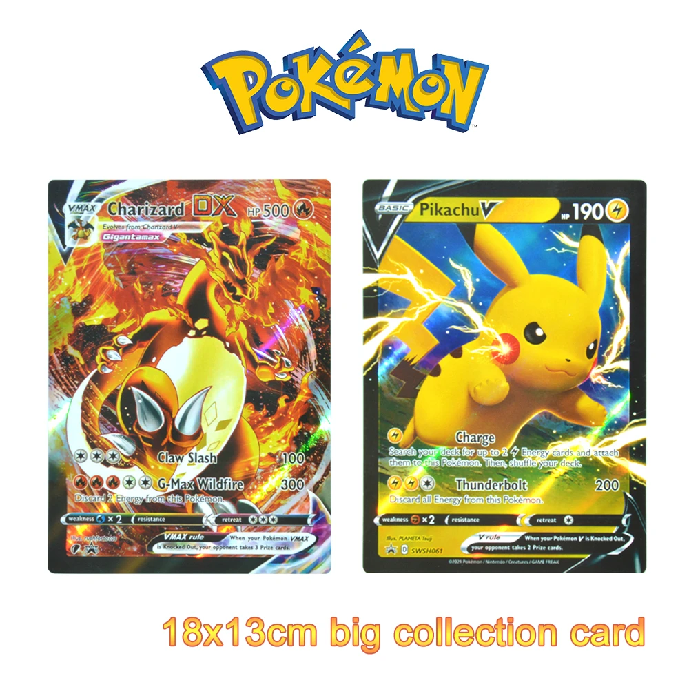 12pcs 18x13cm Anime Pokemon English Big Collection Cards Arceus Pikachu  Charizard Mewtwo Cartoon Vstar Card Toys Christmas Gifts - Game Collection  Cards - AliExpress