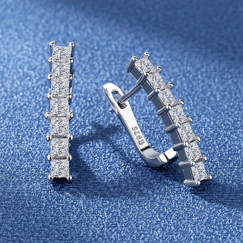 925 Silver Earrings For Women Round Zircon Earrings Sparkling Party Wedding Sterling Silver Jewelry Gift Accessories - 4