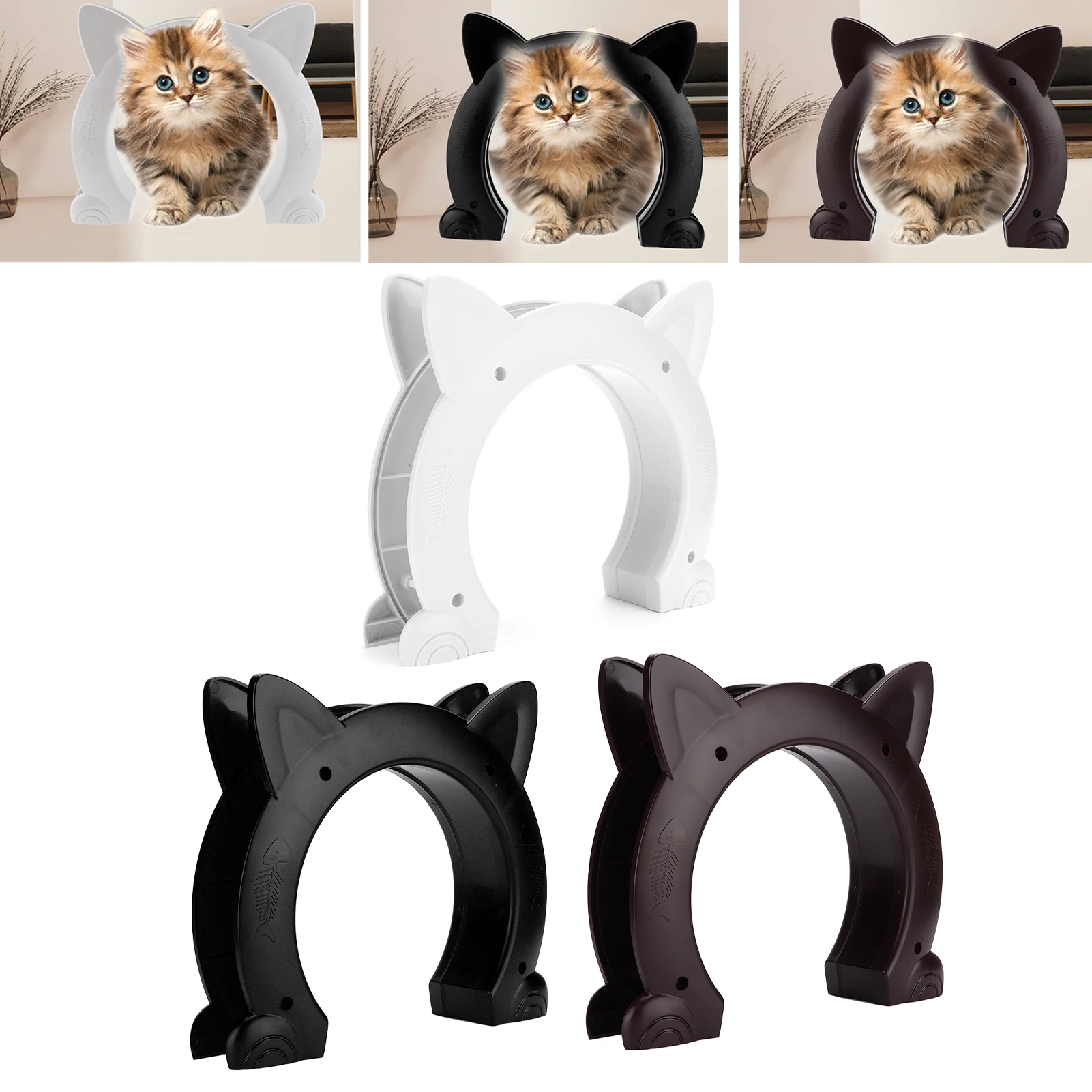 Enclosures Cat Door Cat Door Interior CatHead Shaped Plastic Pass Through with Fish Bone Pattern Pass Through