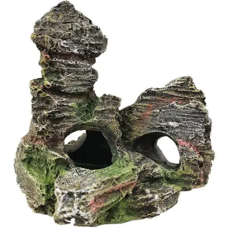 Artificial Moss Hiding Cave Mountain View Underwater Fish Tank Ornament Landscaping Craft Living Room Resin Aquarium Rockery fish tank ornaments,fish tank decorations,aquarium ornaments,mini landscape ornaments