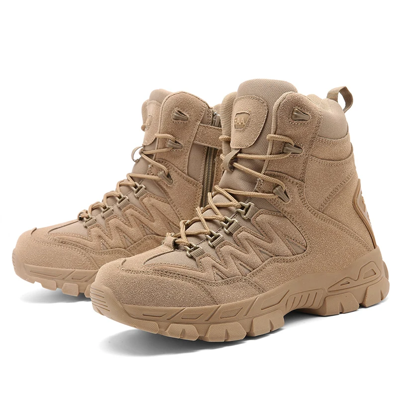 

Plus Size 39-46 New Quality Fashion Designer Brand Tactical Desert Combat Military Boots for Men Outdoor Mens Tracking Boot Work