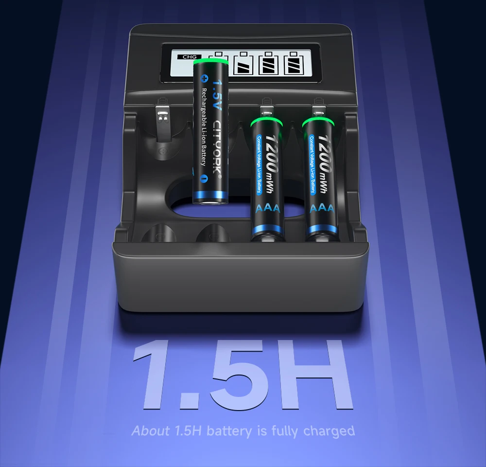 das baterias 1200mwh + 1.5v recarregáveis do