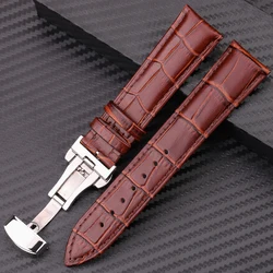 Luxurious Genuine Leather Watch Strap with Butterfly Clasp - Multiple Sizes Available - 22mm (BROWN)