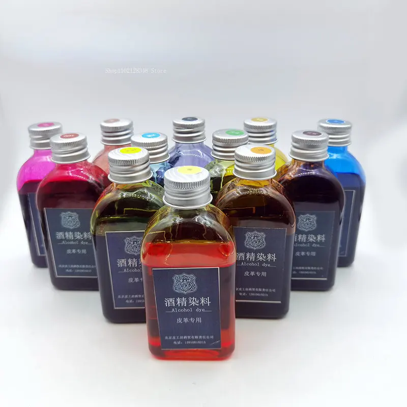 

12 Colors 100ml Alcohol Dye Coloring Dye Leather Coloring Hand Plant Tanned Leather Carving Dyeing Agent Leather Making Tools