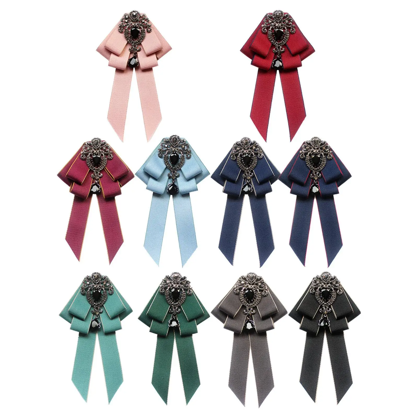 

Women's Bow Tie Collar Jewelry Fashion with Long Ribbon Clothing Accessories Ribbon Brooch Necktie for Wedding Party Girls
