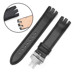 Premium Genuine Leather Watch Strap with Pin/Folding Buckle - 20mm - 20mm (Black - Folding buckle)