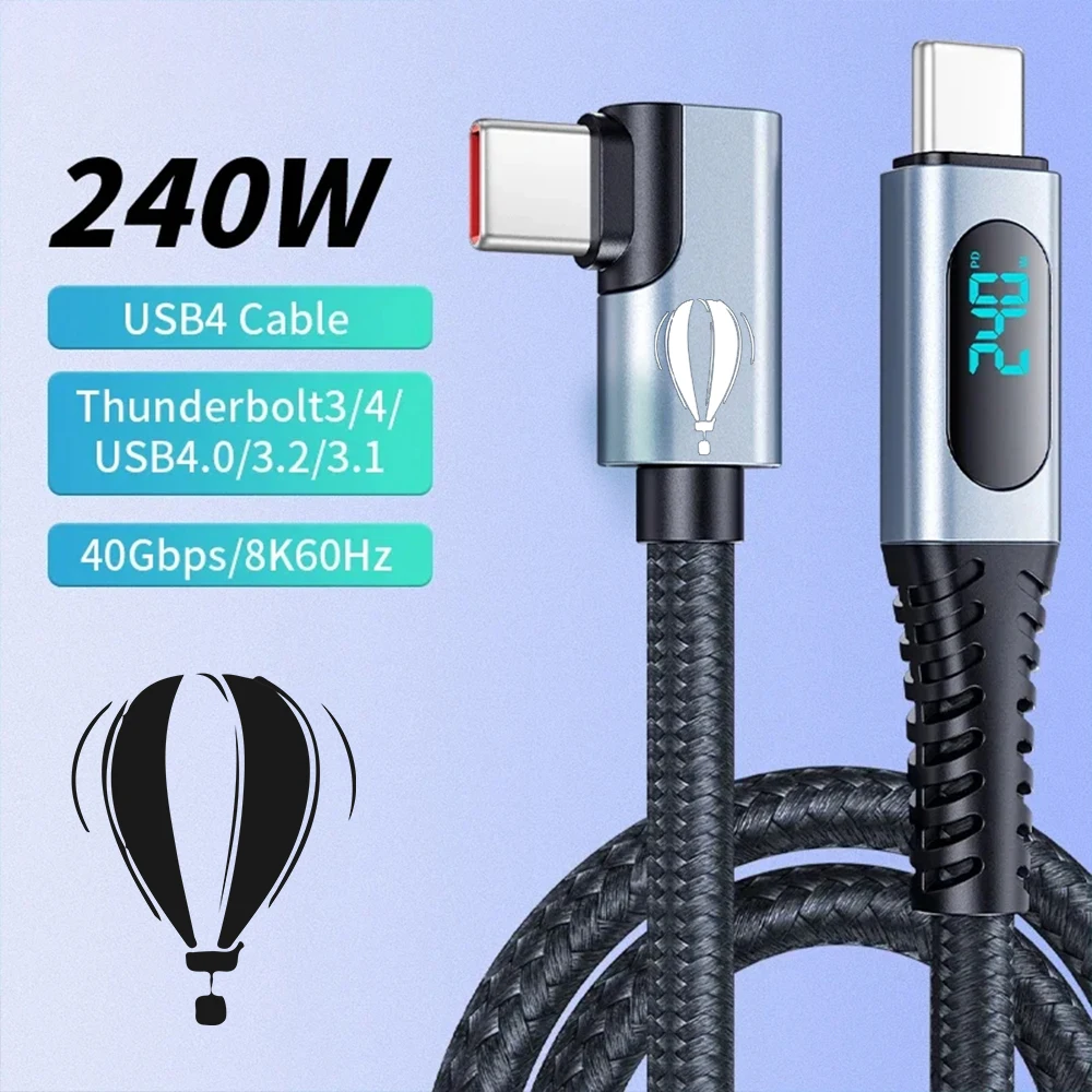 

PSDA 2D USB4.0 40Gbp Type C to Type C Cable PD 240W Fast Charging Cable Thunderbolt 4 8K@60Hz