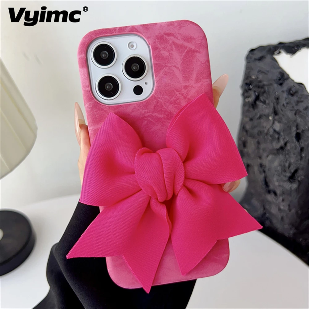 INS Luxury Silk Texture 3D Ribbon Case - Cute Solid Candy Color Cover